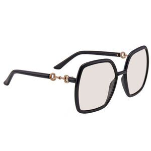 Gucci GG0890S Women's Hexagonal Designer Sunglasses Black Gold/Light Yellow 55mm